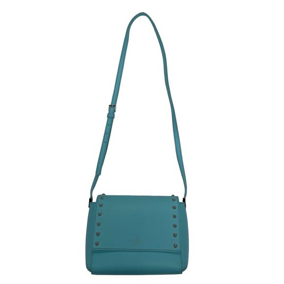 Kate Spade New York Sanders Place Avva Studded Crossbody Blue Gold FLAWED - Picture 1 of 7